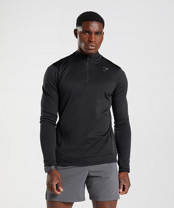 Correr Con Capucha Gymshark Deporte 1/4 Zip Hombre Negras | CO 3683SGL